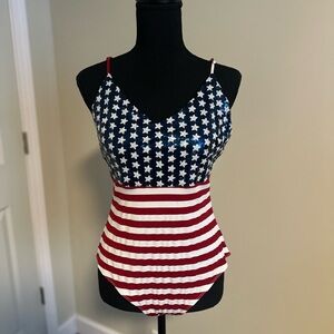 Patriotic USA American Flag stretchy bodysuit